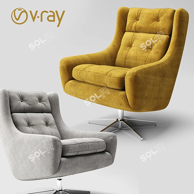 Modern Club Chair: V-Ray Rendered 3D Model 3D model image 1