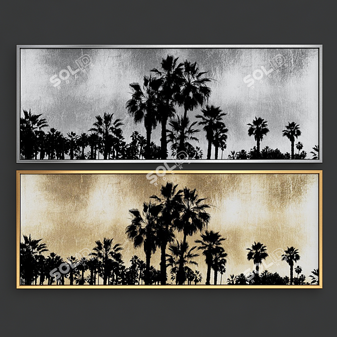 Golden Palm Art Set 3D model image 2