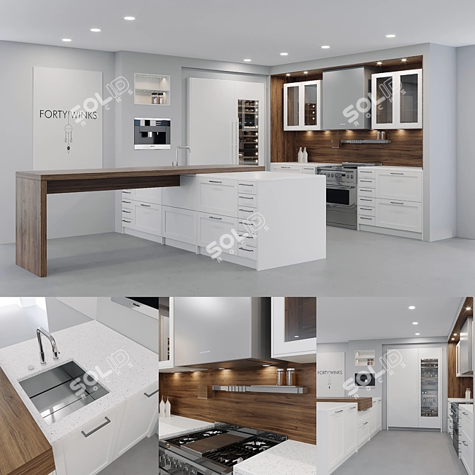 Elegant Wine Cooler Kitchen 3D model image 1