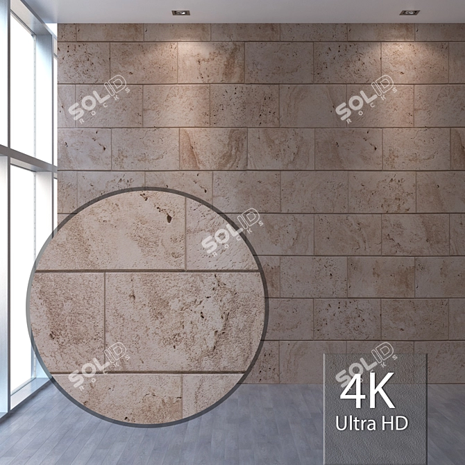 Seamless Travertine Texture-4K 3D model image 1