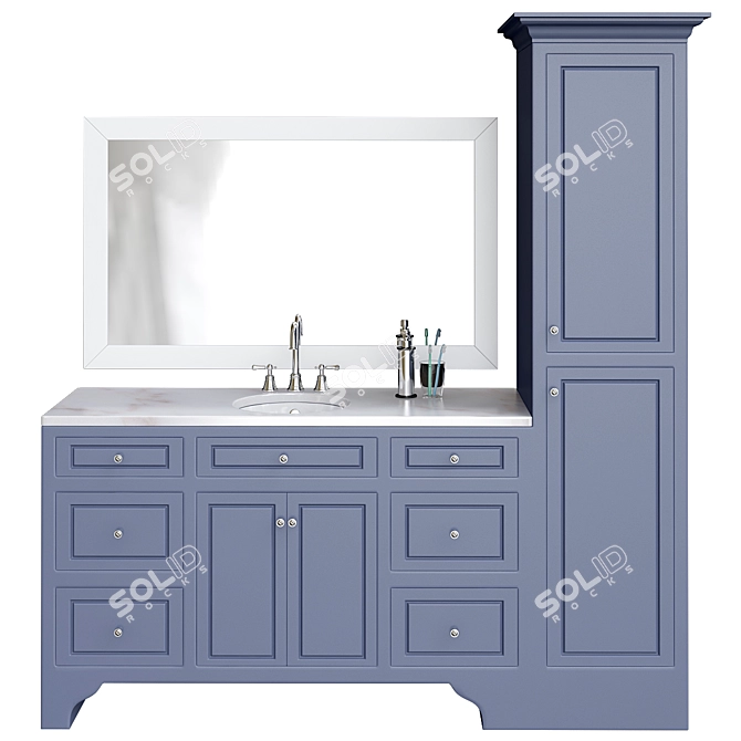 Organic Linen Bathroom Cabinet 3D model image 1