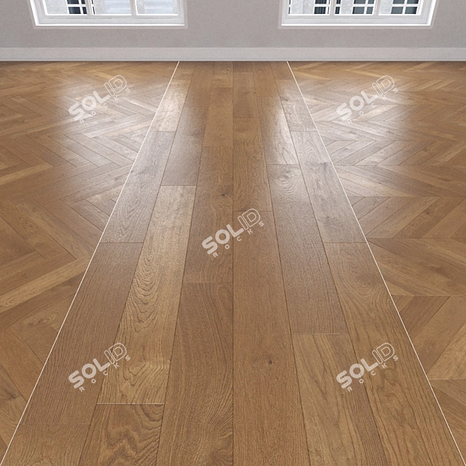 Amber Oak Parquet: Christmas Tree, Linear, Chevron 3D model image 1