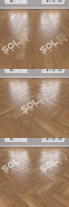 Amber Oak Parquet: Christmas Tree, Linear, Chevron 3D model image 2