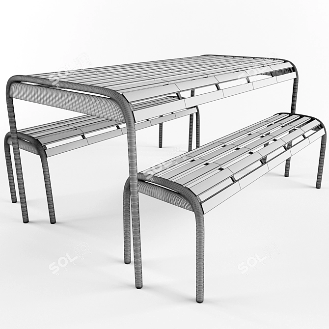 Mead Garden Outdoor Bench Set: Stylish Seating for Your Outdoor Oasis! 3D model image 3