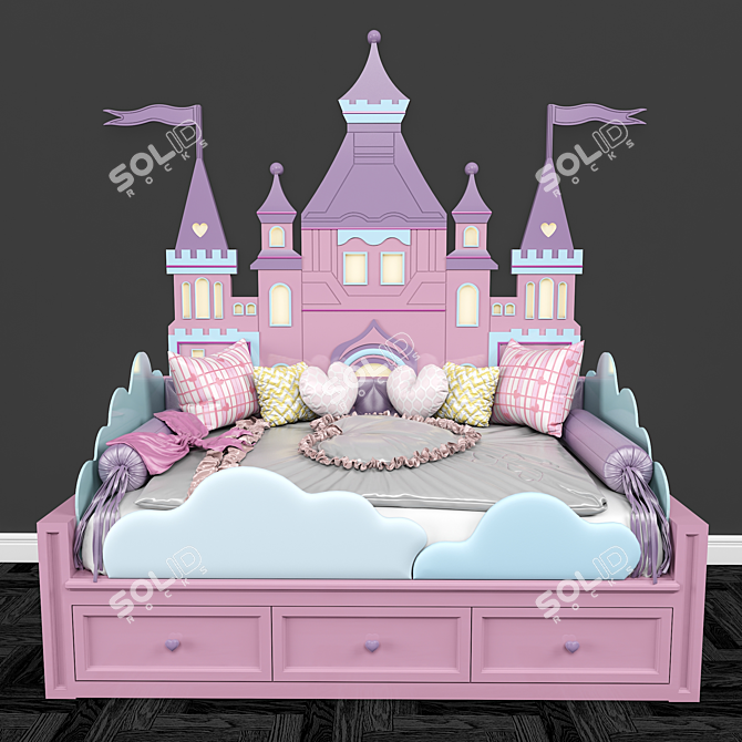 Regal Castle Kids Bed 3D model image 1
