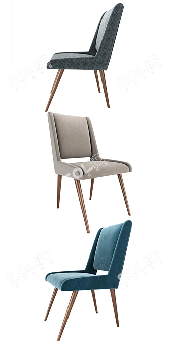 Velvet Mid Century Dining Chair 3D model image 2