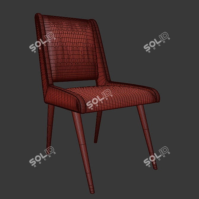 Velvet Mid Century Dining Chair 3D model image 3