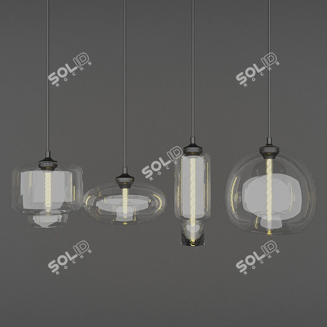 Elegant Glass Lamp Set (02) 3D model image 1