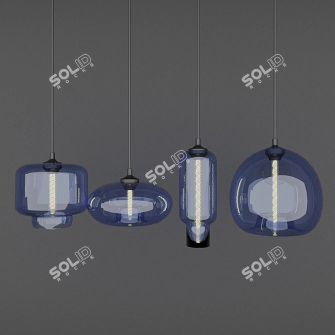 Elegant Glass Lamp Set 3D model image 1