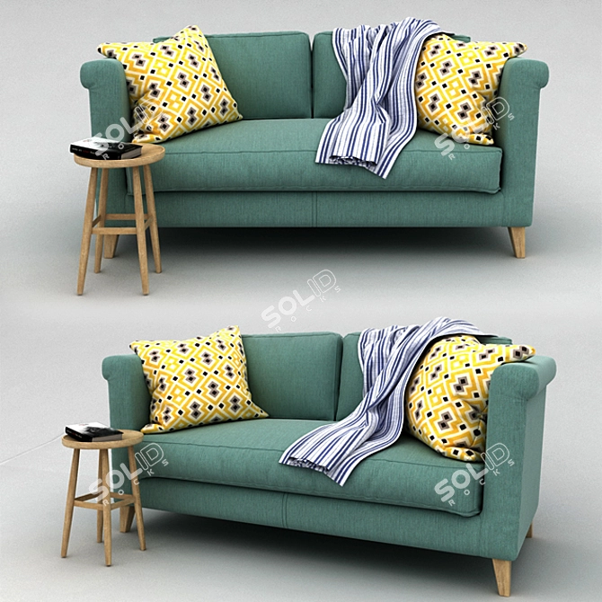 Vintage Green Sofa: Timeless Elegance in Your Living Room 3D model image 1