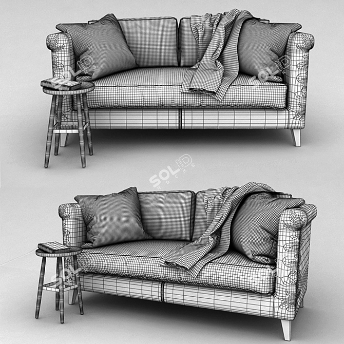 Vintage Green Sofa: Timeless Elegance in Your Living Room 3D model image 2