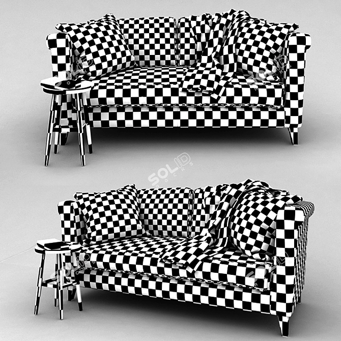 Vintage Green Sofa: Timeless Elegance in Your Living Room 3D model image 3
