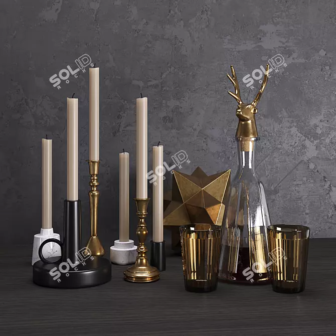 Elegant Deer Joshua Decorative Set 3D model image 1