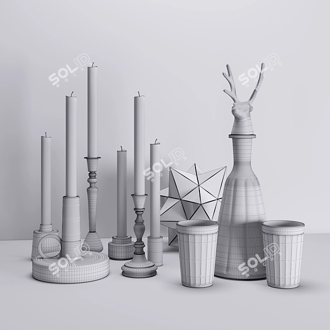 Elegant Deer Joshua Decorative Set 3D model image 2