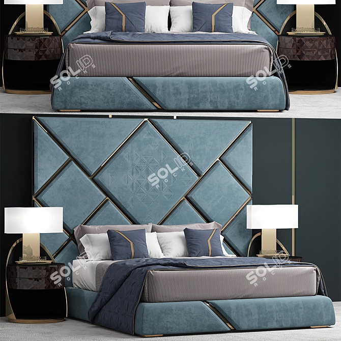 Sleek Modern Bed 3D model image 1