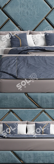 Sleek Modern Bed 3D model image 2