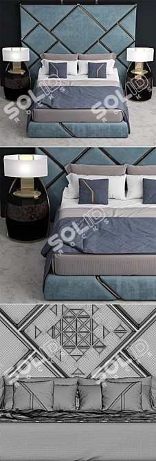 Sleek Modern Bed 3D model image 3