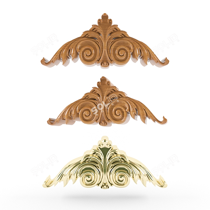 Elegant Wood Ornament 3D model image 1