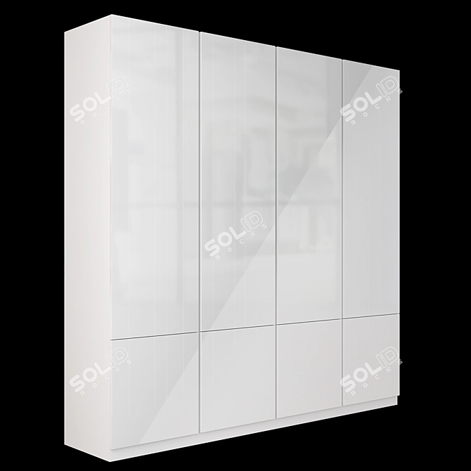 Title: Black Glass Handle Integrated Cupboard 3D model image 2