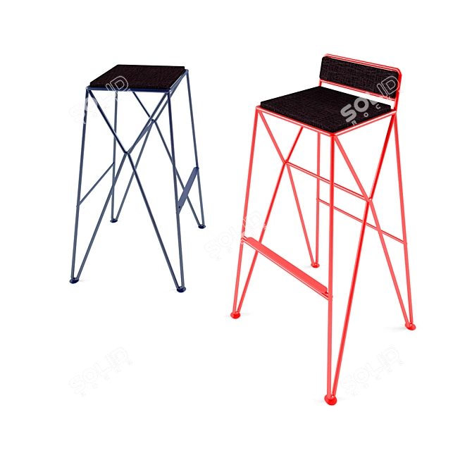 Sleek Steel Thorn Bar Stool 3D model image 2