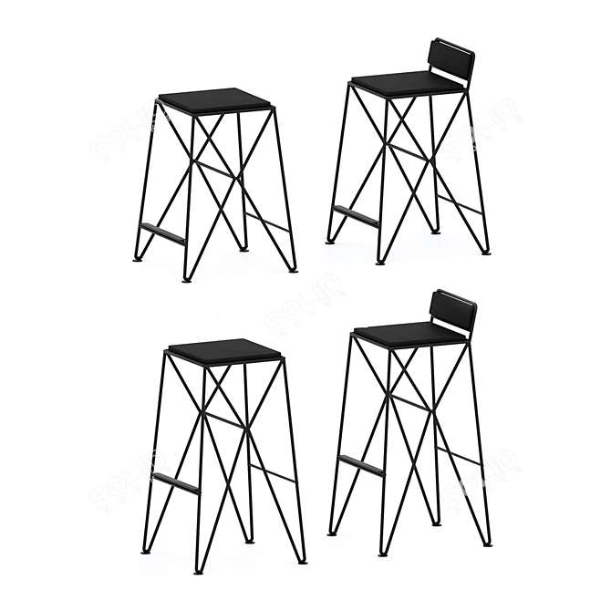 Sleek Steel Thorn Bar Stool 3D model image 3