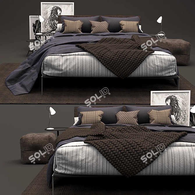 Sleek and Modern Flexform Lifesteel Bed 3D model image 1
