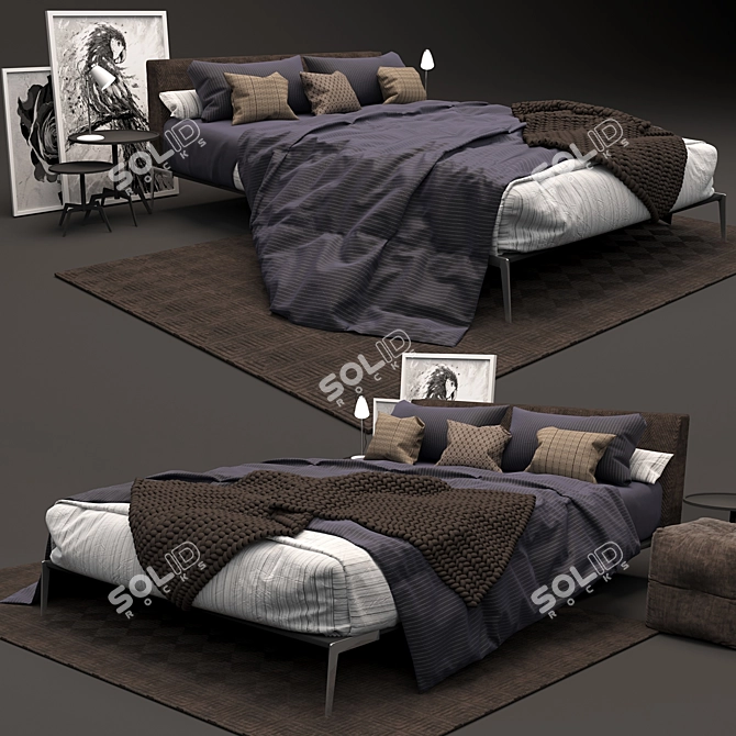 Sleek and Modern Flexform Lifesteel Bed 3D model image 2
