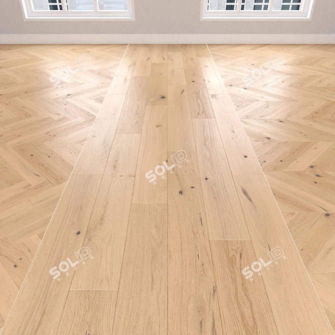 Title: Light Oak Parquet - Christmas Tree, Linear, Chevron 3D model image 1