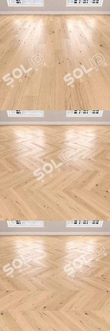 Title: Light Oak Parquet - Christmas Tree, Linear, Chevron 3D model image 2