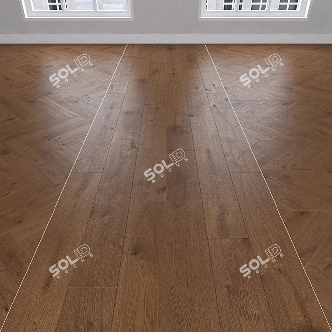 Nutmeg Brown Parquet: Christmas Tree, Linear, Chevron 3D model image 1