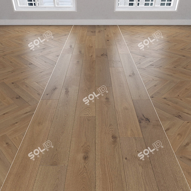 Versatile Oak Parquet: Linear, Christmas Tree, Chevron 3D model image 1