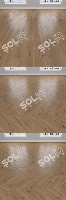 Versatile Oak Parquet: Linear, Christmas Tree, Chevron 3D model image 2