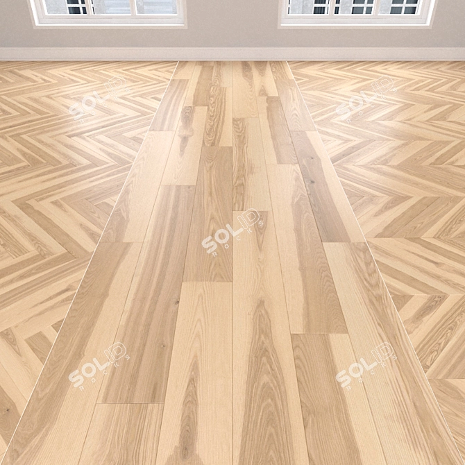 Title suggestion: Light Ash Parquet Collection: Christmas Tree, Linear, Chevron 3D model image 1