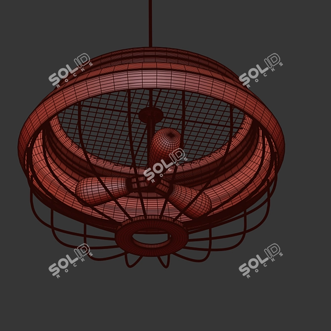 Industrial Metal Pendant Light - 3 Bulb Ceiling Fixture 3D model image 2