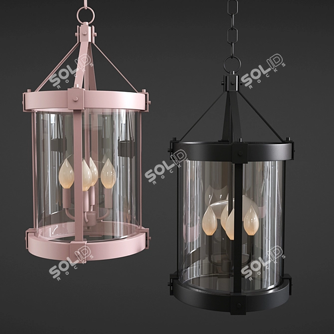 Rustic Transitional Hanging Lamp - Kichler Barrington 3D model image 1