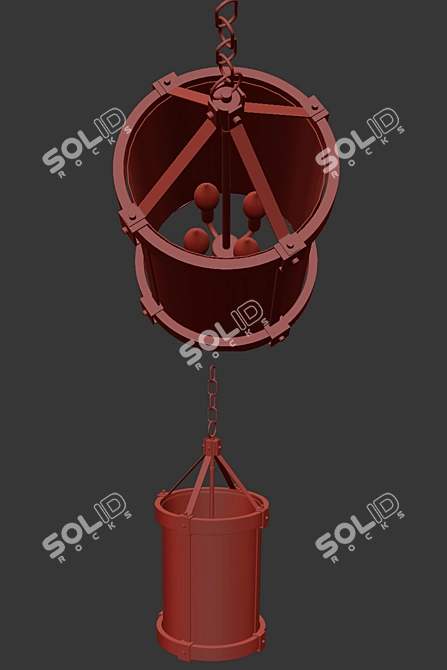 Rustic Transitional Hanging Lamp - Kichler Barrington 3D model image 2