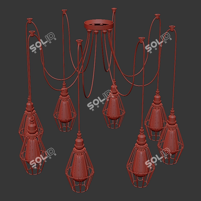 Industrial Wire Guard Pendant Light 3D model image 2