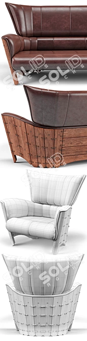 Title: Pacific Green Moorea Sofa Set 3D model image 1