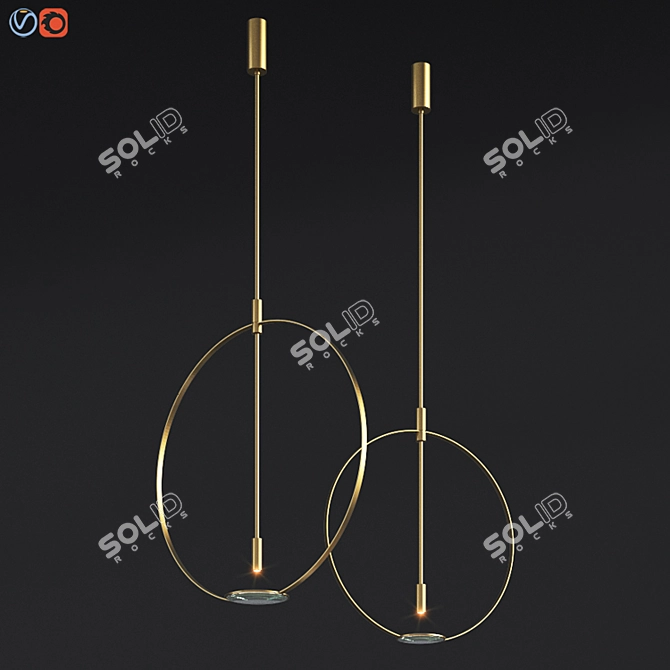 Modern Brass Magnifier Pendant 3D model image 1