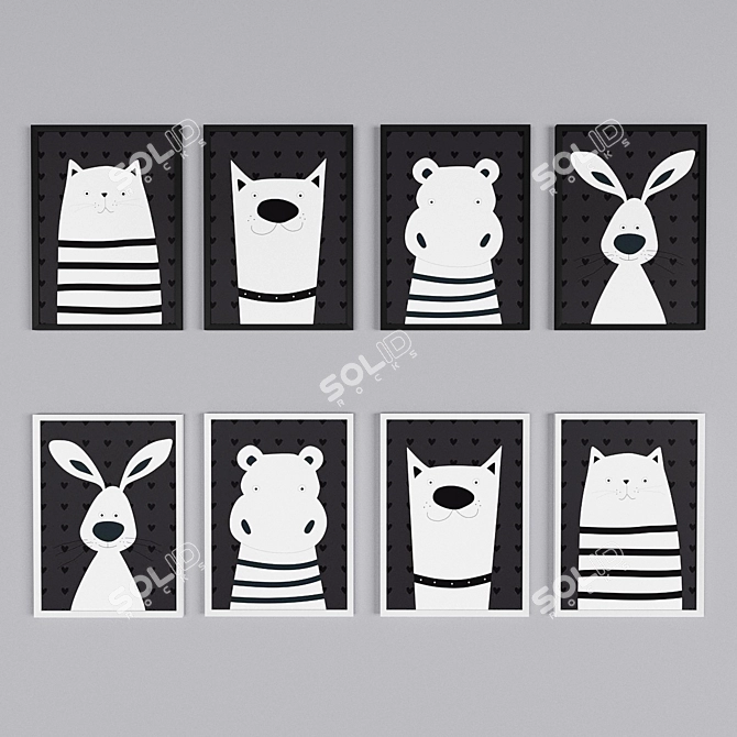 Creative Kids Canvas Art Set 3D model image 1