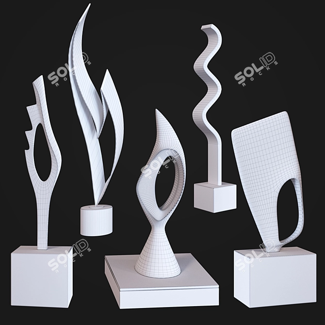 Elegant Burlini Sculpture Set 3D model image 2