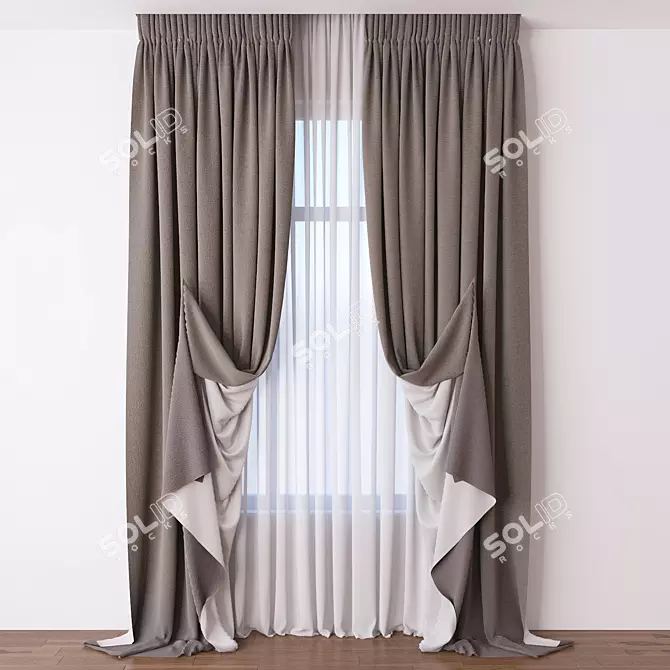 Elegant Drapery Panels 3D model image 1