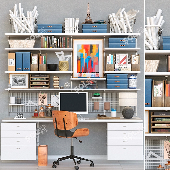 Modern Office Furniture Set 3D model image 1