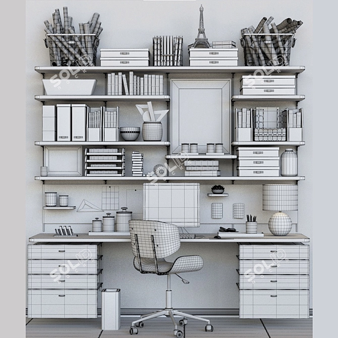 Modern Office Furniture Set 3D model image 2