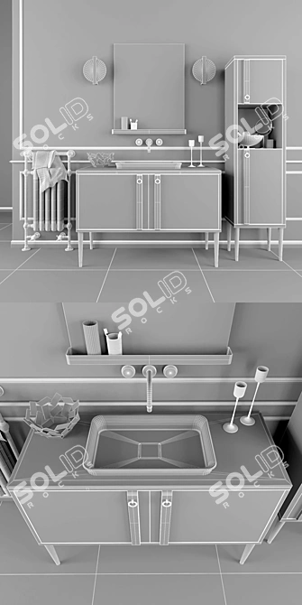 Tribeca Collection: Sleek & Elegant Bathroom Set 3D model image 2