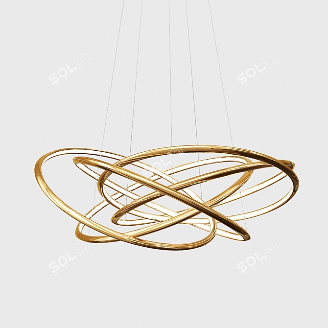 Saturn LED Gold Pendant 3D model image 1