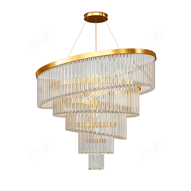 Opulent Gold Plated Crystal Chandelier 3D model image 1