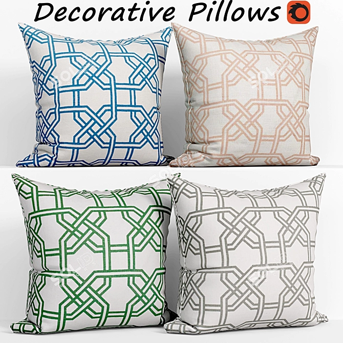 Luxurious Decorative Pillows Set 3D model image 1