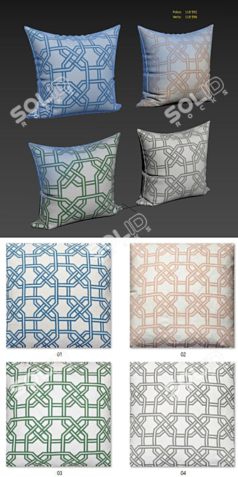 Luxurious Decorative Pillows Set 3D model image 2