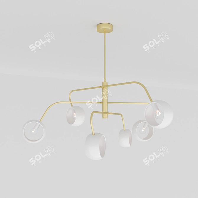 Elegant Metal Pendant Chandelier 3D model image 1